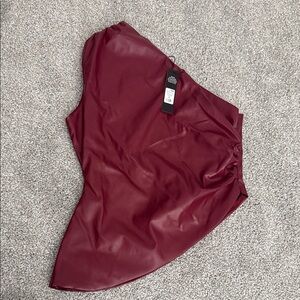 Fashion Nova Asymmetrical Burgundy Top